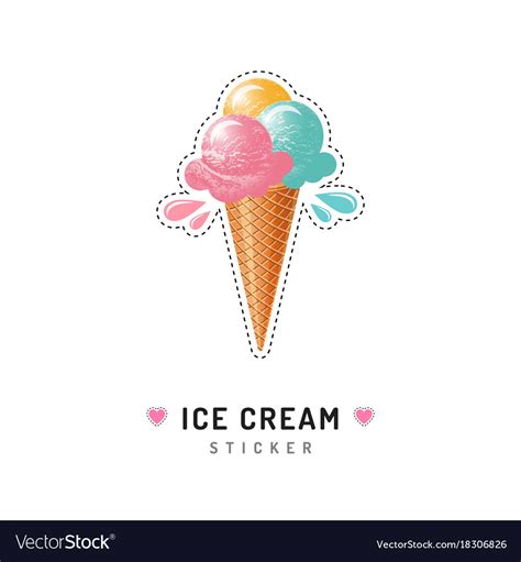 Ice Cream Sticker Or Badge Ice Cream Cone Icons Vector Image