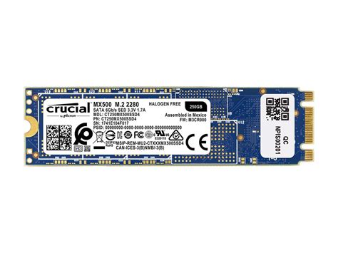 Crucial Mx500 M2 2280 250gb Sata Iii 3d Nand Internal Solid State