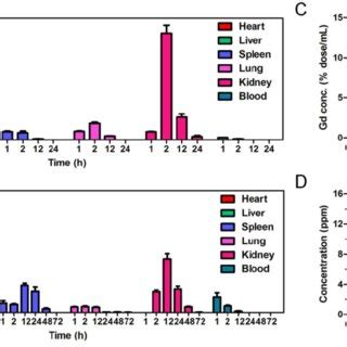 Time Dependent Biodistribution Of Gd In Organs Of Dtpa Gd A And