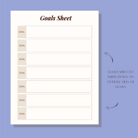 Goal Planning Template Pages Individual Goal Planning Divide Goals Into Steps 5 Colors Printable ...