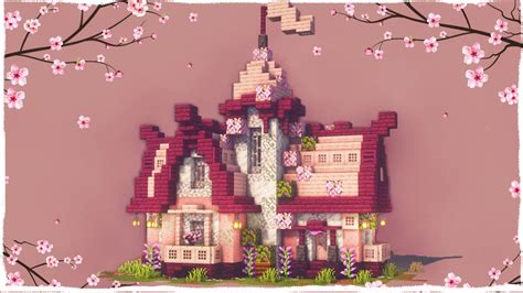 Minecraft How To Build A Cherry Fantasy House Tutorial Youtube