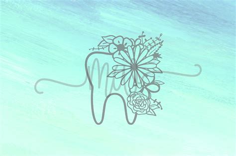 Tooth Floral Svg Pdf Eps Png Digital File Dental Hygienist Etsy