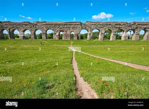 Ancient Aqueduct Claudio Anio Novus Park Of The Aqueducts Parco Degli