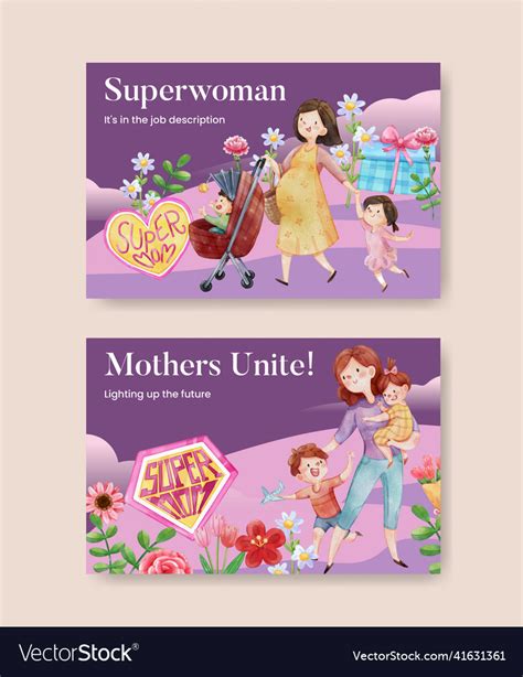 Facebook Template With Love Supermom Royalty Free Vector