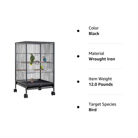 Bestpet Inch Wrought Iron Bird Cage With Play Open Top And Rolling