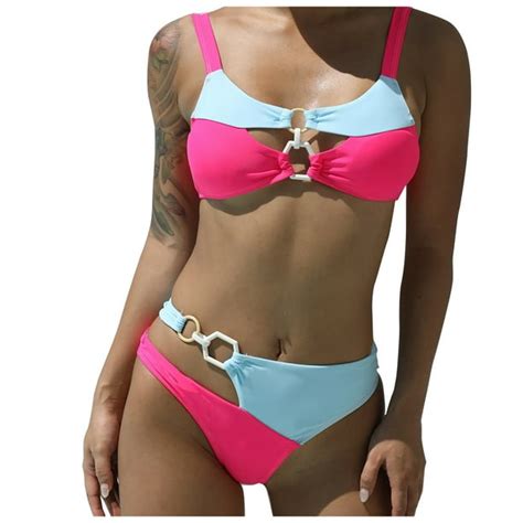 Jovati Swimsuit Women Bikini Women Sexy Swimwear Color Patchwork Two