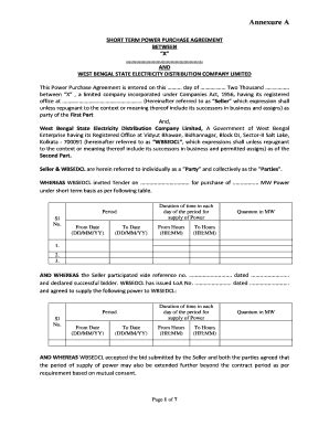 Fillable Online Annexure A West Bengal State Electricity Distribution