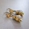 Beryl Lane Antique Victorian Ct Gold Rare Shell Dangle Earrings