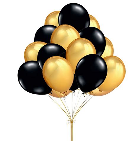 Fecedy Black Shiny Latex Balloons Pcs Pack Black And Gold