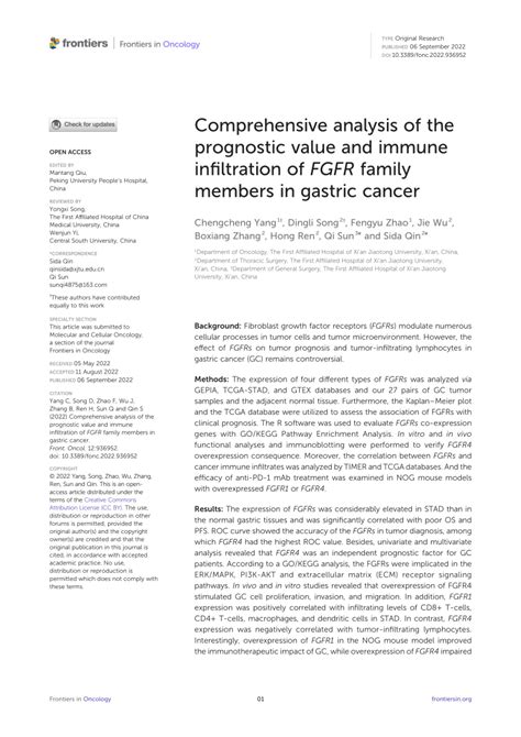 Pdf Comprehensive Analysis Of The Prognostic Value And Immune