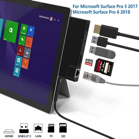 Amazon.com: Microsoft Surface Pro 5 /Pro 6 USB 3.0 Hub Docking Station ...