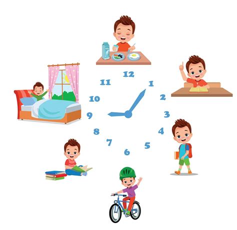 Cartoon Kid Daily Routine Activities Set 28886060 Vector Art At Vecteezy