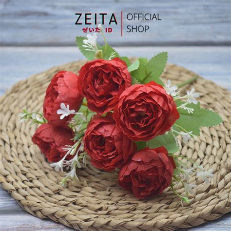 Jual Zeita Bouquet Bunga P Nampeo Mawar Peony Enam Kepala Kombinasi