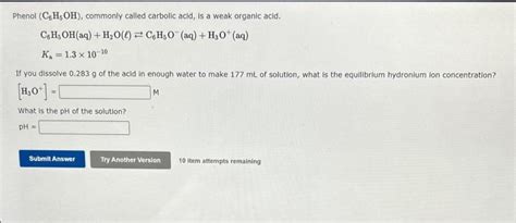 Solved Phenol C6h5oh Commonly Called Carbolic Acid Is A