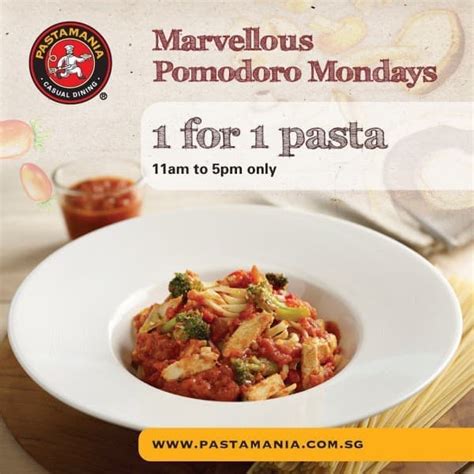 8 Sep 2020 Onward PastaMania 1 For 1 Tomato Promotion SG