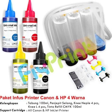 Jual Paket Tabung Infus Tinta Ciss Modif Ml Dye Base Cmyk Refill