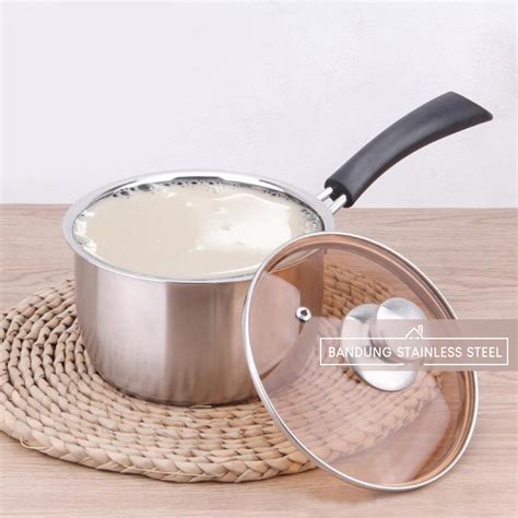 Jual Panci Susu 20cm Stainless TEBAL Milk Pot Tutup Kaca Murah