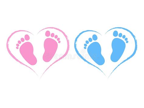 Blue Pink Vector Baby Footprints Silhouette Print Design Stock Vector - Illustration of care ...