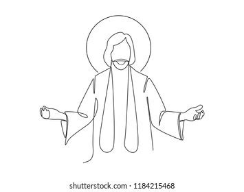 Continuous Line Drawing Jesus Christ Vector