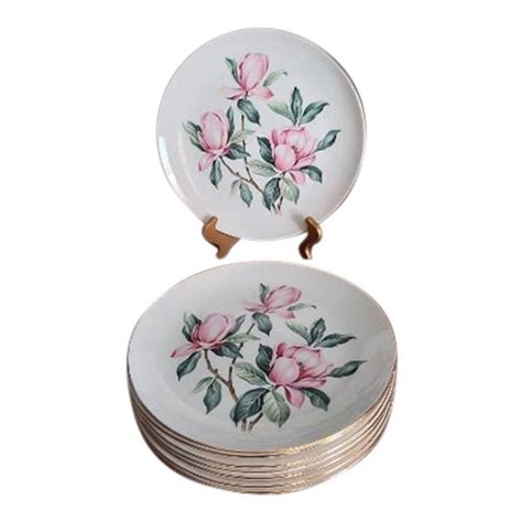 Homer Laughlin Pink Magnolia Rhythm Dinner Plates Set Of Dinner