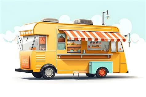 Premium Photo Yellow Food Truck Illustration Isolated On White And