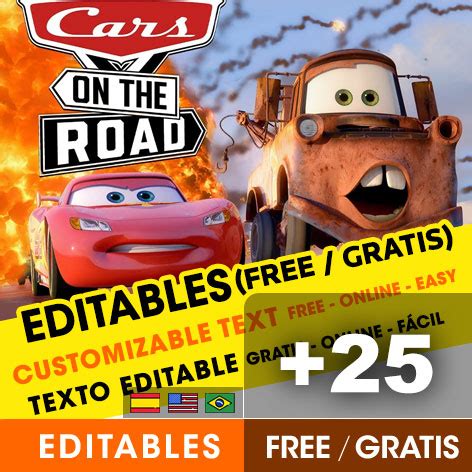 25 INVITACIONES De CARS RAYO McQueen Gratis Para Editar Imprimir