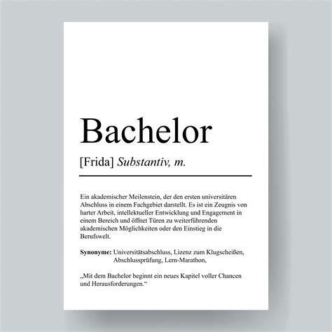 Bachelor Definition Poster Personalisierbar Mit Namen Abschluss Poster