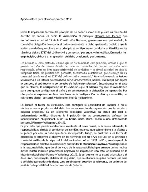 Aporte a foro para tp 2 de Derecho de Daños Aporte al foro para el