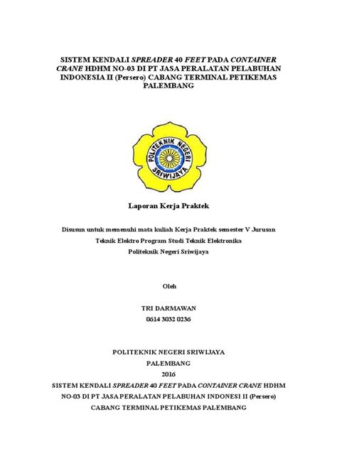 laporan kerja praktek tenik elektro elektronika polsri sistem