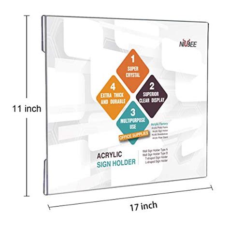 NIUBEE Acrylic Sign Holder 11 X 17 Horizontal Wall Mount Sign Holders