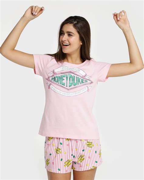 Riachuelo Pijama Short Doll Curto Listrado Harry Potter Rosa