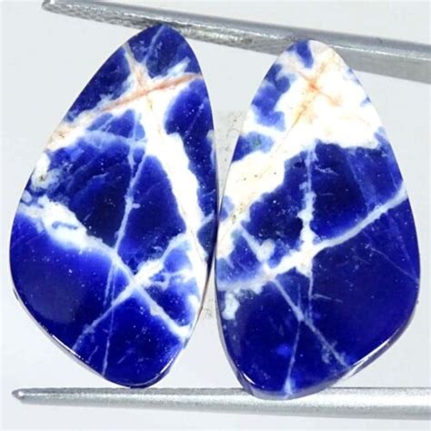 Cts Natural Sodalite Pair Fancy Cabochon Loose Gemstones Ebay