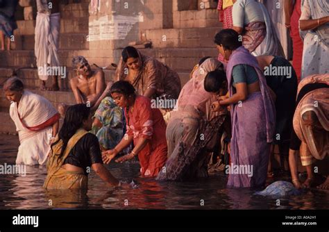 India, Varanasi ritual bath, Ganges River Stock Photo - Alamy