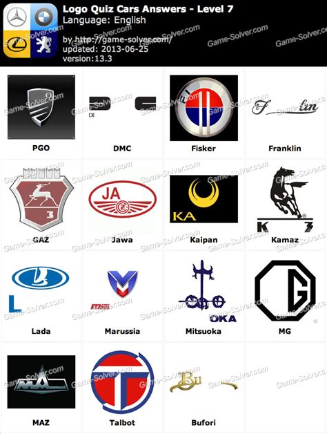 Logo Quiz Car Answers Level 2