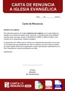 Carta De Renuncia A Una Iglesia Evang Lica Ejemplos