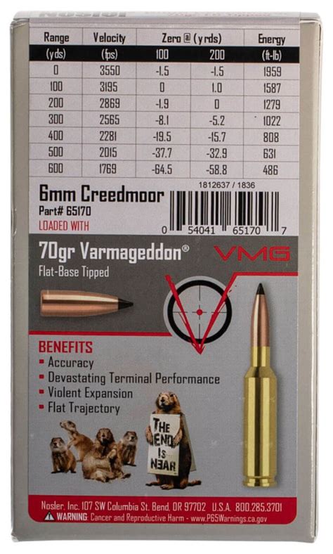 Nosler Varmageddon Mm Creedmoor Gr Flat Base Tipped Rd Box