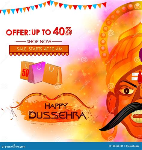 Ravana in Happy Dussehra Festival Offer Stock Vector - Illustration of ...