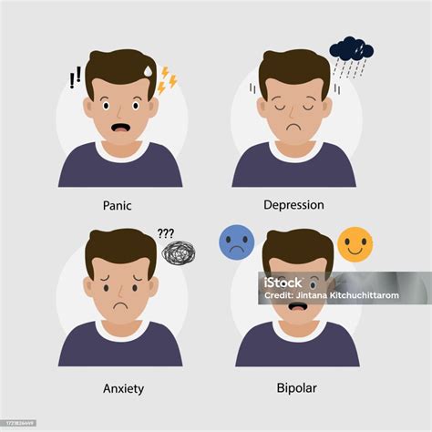 Ilustración De Problemas De Salud Mental Hombre Con Ataques De Pánico Depresión Ansiedad Y