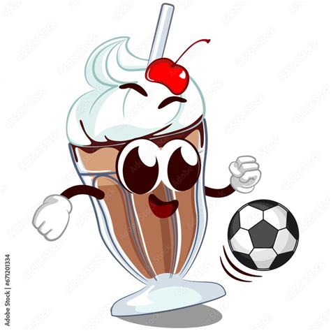 Character Mascot Of A Milkshake Glass With A Funny Face Playing