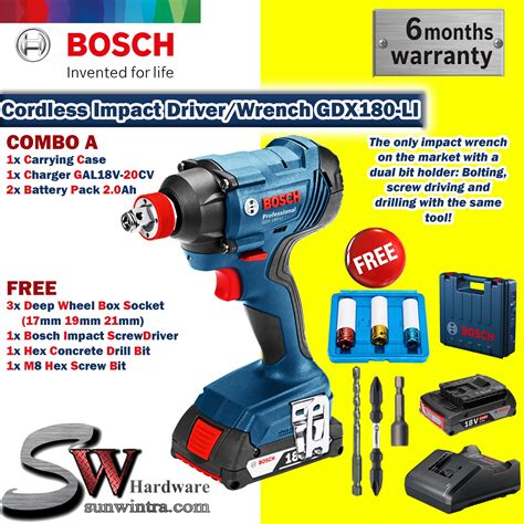 Bosch Gdx180 Li Cordless Impact Driver Wrench F O C 3pc Socket Set