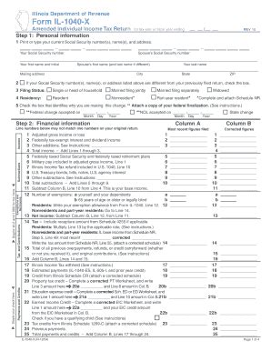 Fillable Online Il X Amended Individual Income Tax Return