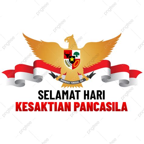 รูปการออกแบบ Hari Kesaktian Pancasila พร้อมธงอินโดนีเซียและสัญลักษณ์