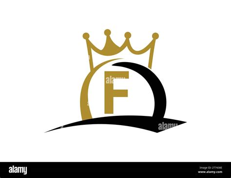 Letter F King Crown Logo Design Vector Template Stock Vector Image