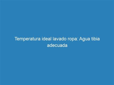 Temperatura Ideal Lavado Ropa Agua Tibia Adecuada Mecna