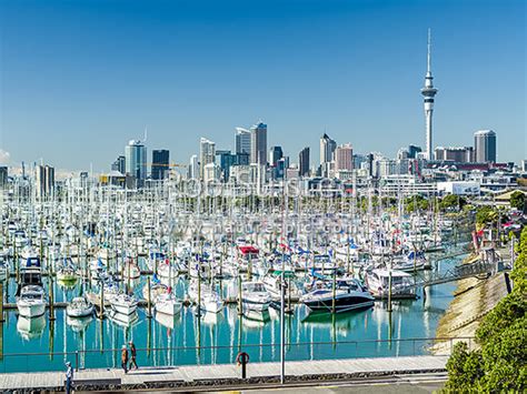 Westhaven Marina, with calm water reflecting recreational boats ...