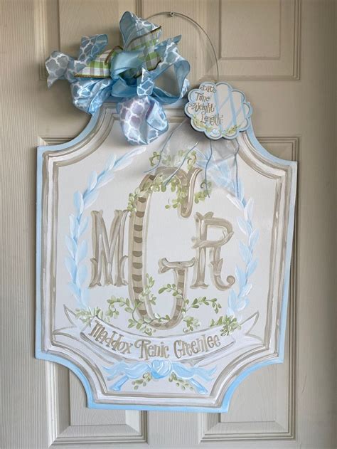 Baby Welcome Ivy Door Hanger Monogram Boy Or Girl Etsy In 2024 Baby