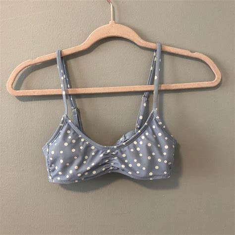 Target Blue And White Polka Dot Swimsuit Bikini Top Depop