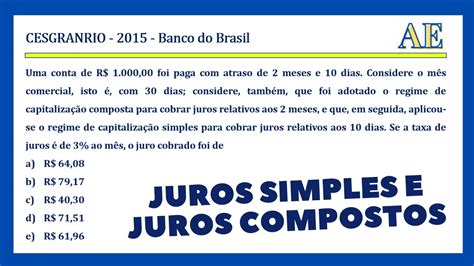 QUESTÃO DA BOA Concurso Banco do Brasil Juros Simples e Juros