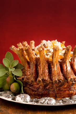 Pork Crown Roast With Rice Dried Fruit Stuffing Recipe Paula Deen