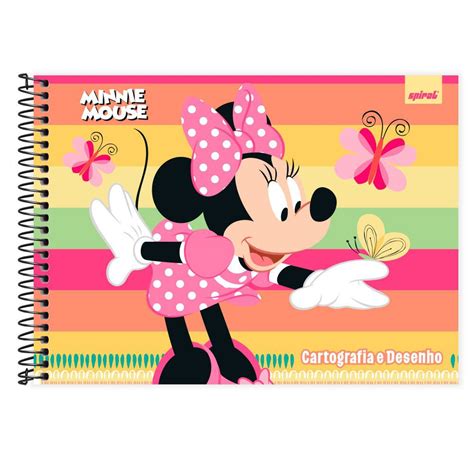 Caderno Cartografia E Desenho Capa Dura Folhas Disney Minnie